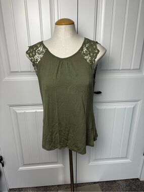 Ardene Olive Green Crochet Cap-Sleeve Tank